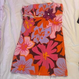 Allen B. By Allen Schwartz Floral Mini Dress - Orange, Pink, Purple